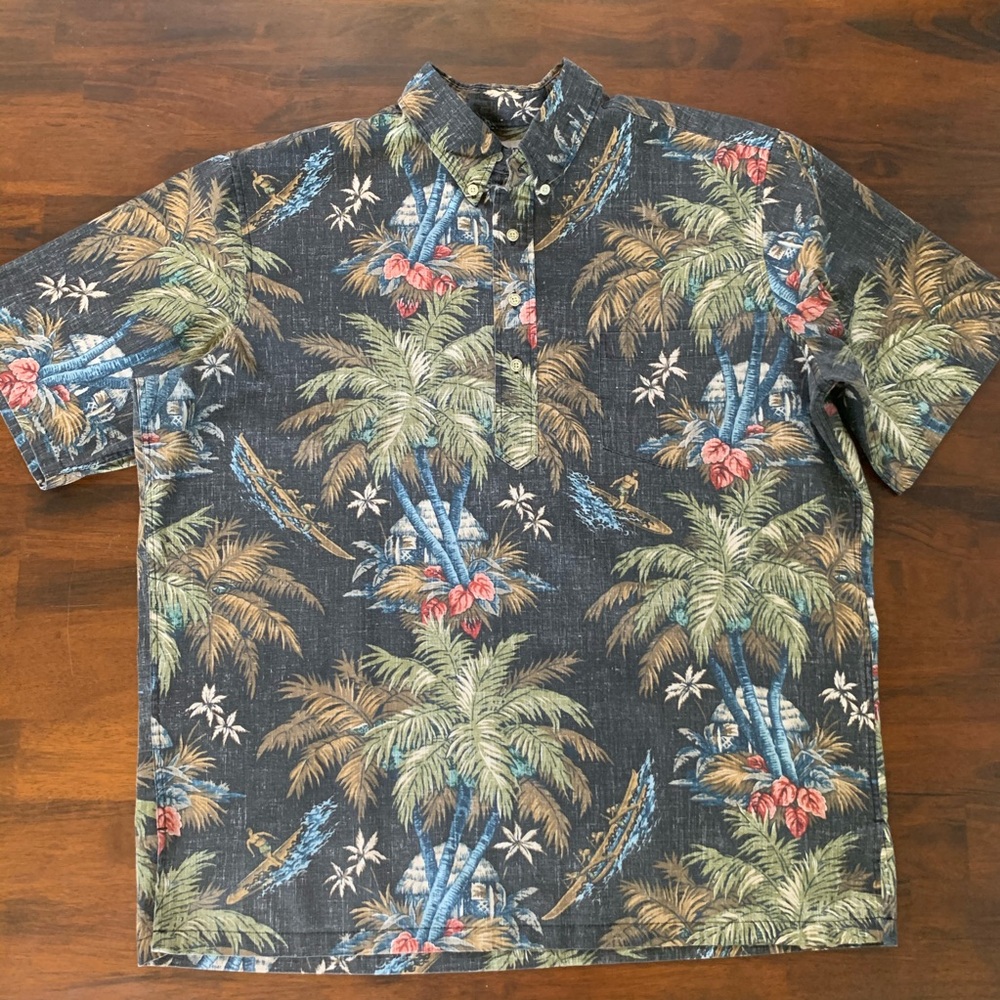 Reyn Spooner Hawaiian Aloha Shirt Grass Shack